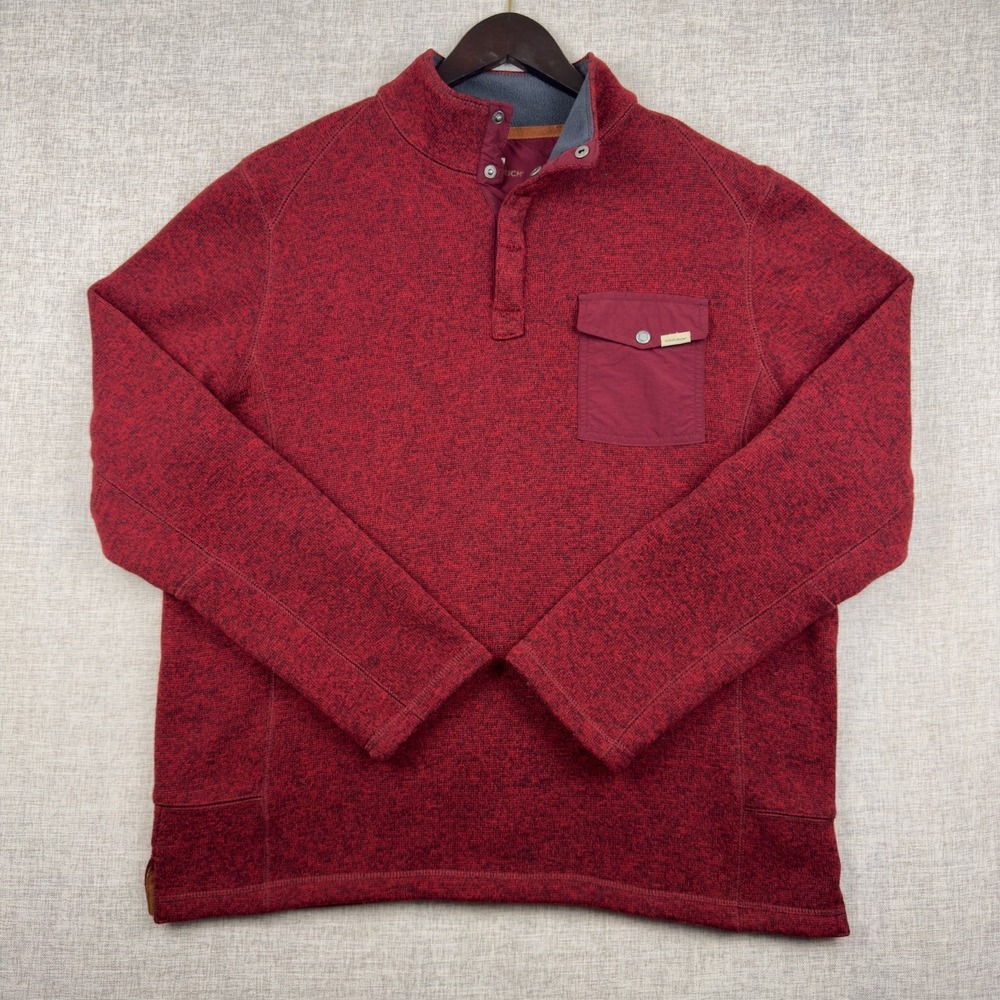 Woolrich Mens L‎ Burgundy Quarter Snap Fleece Pullover Outdoor Sweater